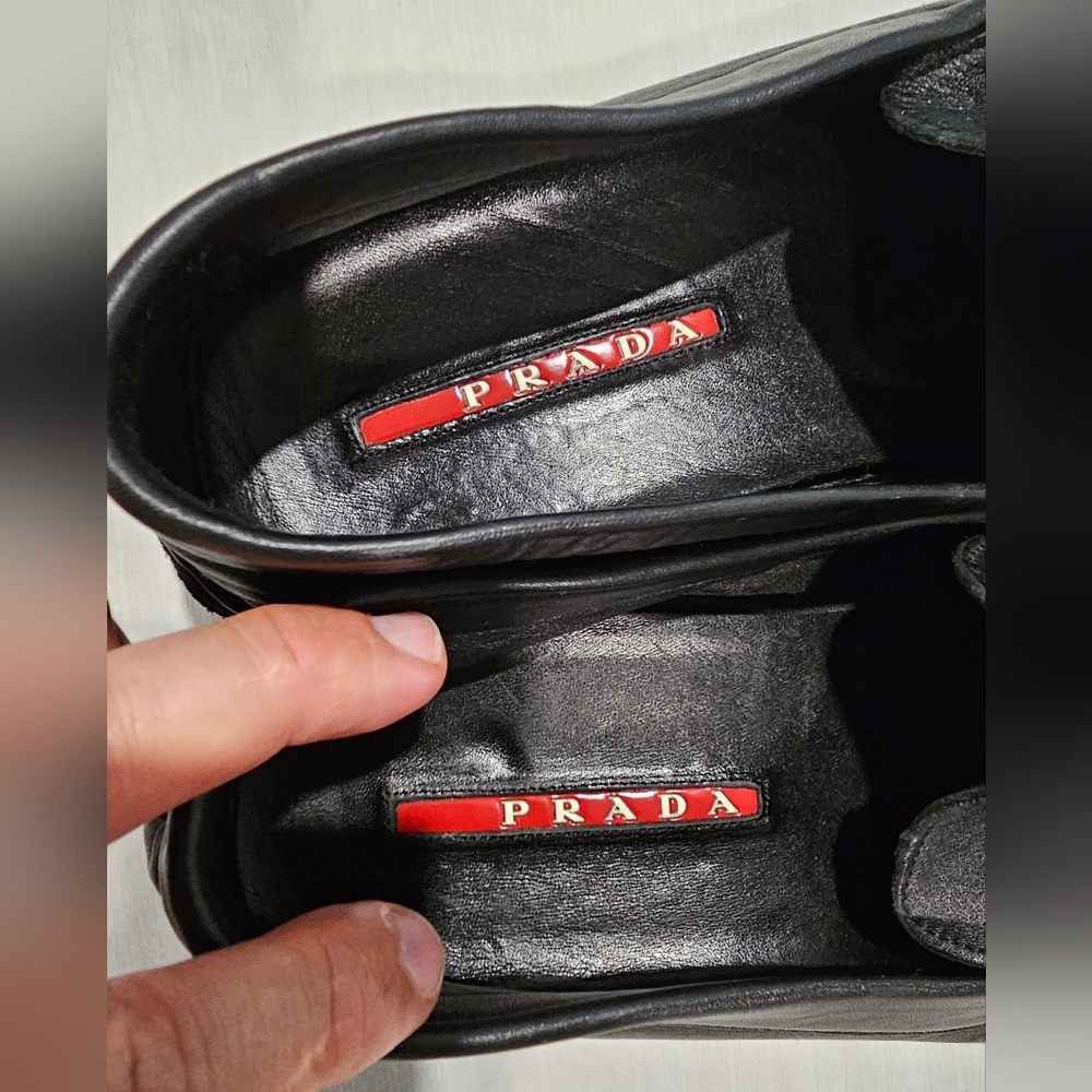 Prada Black Loafers Luxurious Slip-Ons - Picture 1 of 9